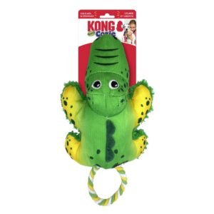 Empaque del juguete para perros KONG Cozie Tuggz Alligator Md/Lg con cuerda