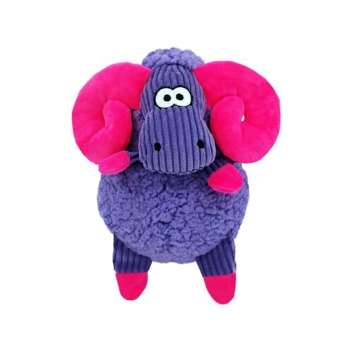 Juguete de peluche para perro KONG Sherps Floofs Big Horn Medium con texturas variadas y cuernos fucsia