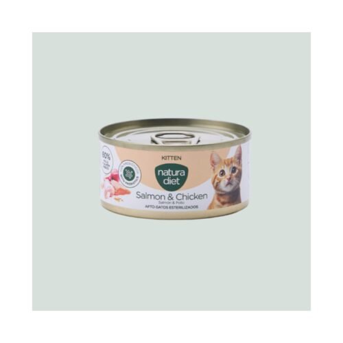 Lata de comida húmeda Natura Diet Gatito Kitten Salmon & Chicken para gatos