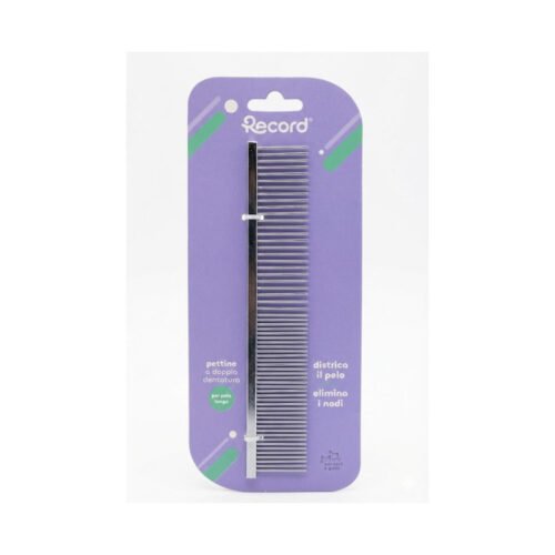 Peine metálico Record de doble dentadura para perros y gatos de pelo largo