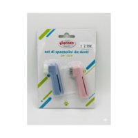 Set de dos cepillos de dientes de dedo Record para perros y gatos azul y rosa