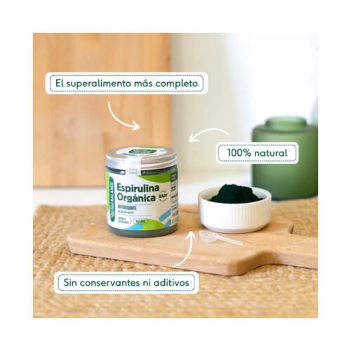 Superalimento completo y natural Espirulina orgánica Wild Balance sin conservantes ni aditivos