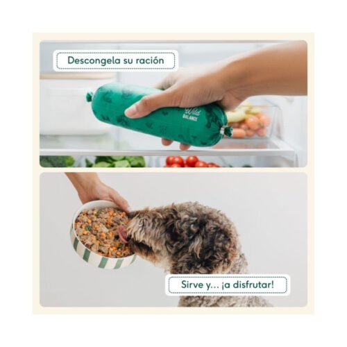 Instrucciones para descongelar y servir comida Wild Balance