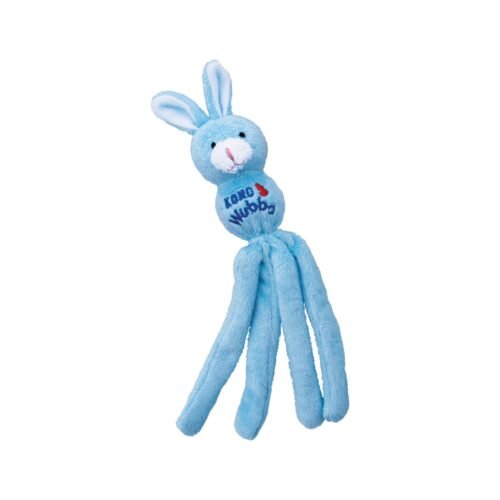Juguete suave KONG Cat Wubba Bunny azul con colas largas para gatos