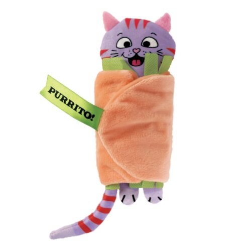 kong-pull-a-partz-purrito-peluche-gatoLc3Qu Juguete para gatos KONG Pull-A-Partz Purrito montado en forma de burrito sobre fondo blanco
