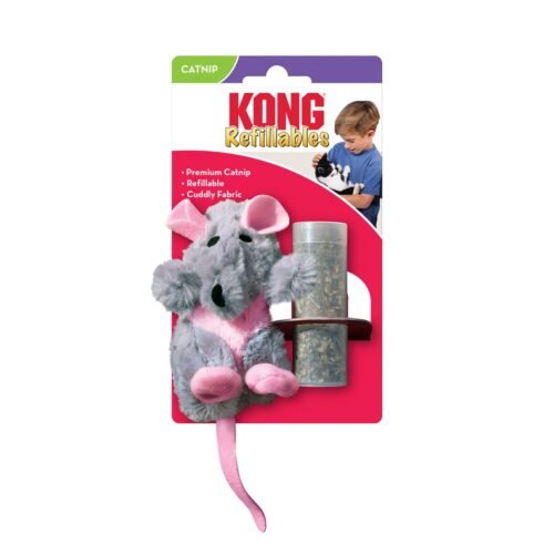 kong-refillables-rat-juguete-catnip-empaqueKi2YB Empaque del juguete para gatos KONG Refillables Rat que incluye un ratón de peluche y un tubo de hierba gatera premium