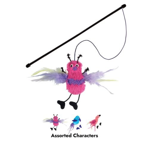 Colección de personajes KONG Teaser Feather Assorted con plumas y cuerdas elásticas