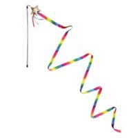 Varita interactiva KONG Teaser Stellar con cinta de arcoíris extendida en zig-zag
