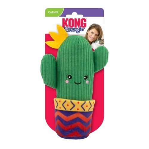 Juguete para gatos KONG Wrangler Cactus en su empaque original con hierba gatera North American KONG Premium Catnip