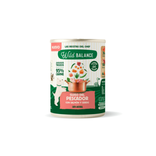 Wild Balance Guiso del Pescador 400g Lata de comida húmeda Wild Balance Guiso del Pescador Salmón y Cerdo para perros