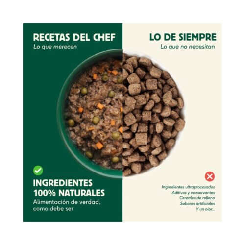Ingredientes 100% naturales frente a ultraprocesados Comparativa entre comida natural Wild Balance y pienso ultraprocesado