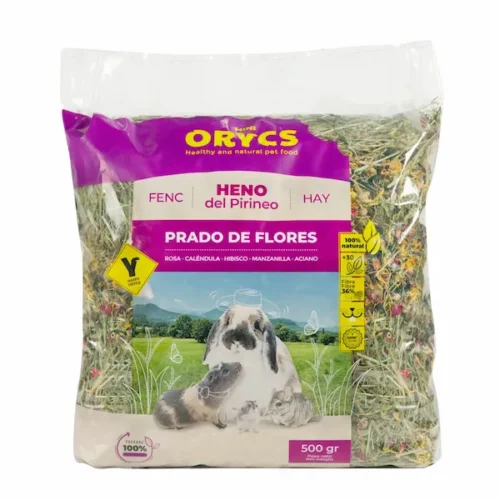 ORY-Heno-del-Pirineo-prado-de-flores Orycs Heno Prado de Flores 500g heno con pétalos de rosa y caléndula para conejos y roedores