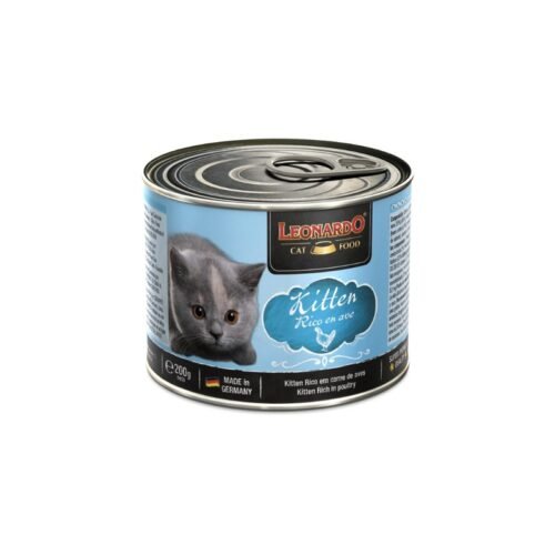 Leonardo Kitten Rico en Ave lata comida húmeda gatito 200g