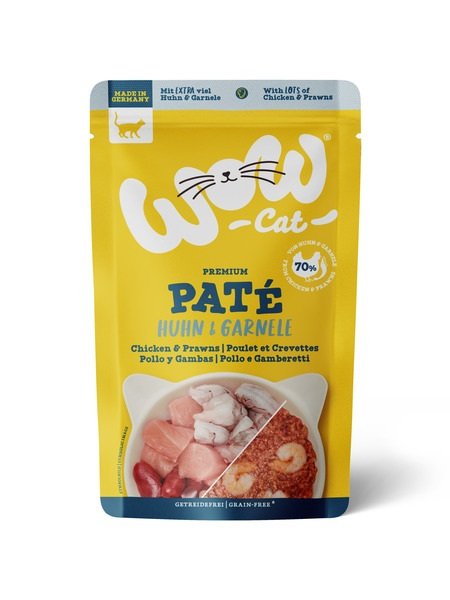 Sobre de comida húmeda WOW Cat Adulto sabor pollo y gambas de 125g para gatos