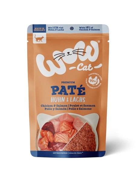 Sobre de comida húmeda WOW Cat Adulto sabor pollo y salmón de 125g para gatos