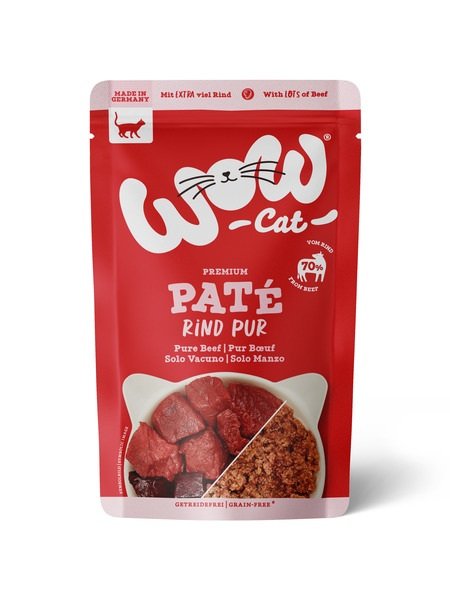 Sobre de comida húmeda WOW Cat Adulto sabor vacuno puro de 125g para gatos