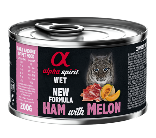 Lata de Alpha Spirit Jamón con Melón 200 g para gatos