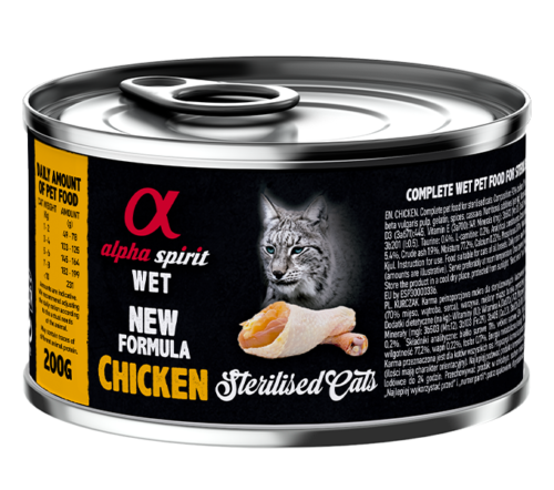Lata de Alpha Spirit Pollo para gatos esterilizados 200 g