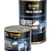Comparativa de tamaños de las latas Belcando Single Protein Búfalo