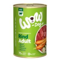 Lata de comida húmeda WOW Dog Adulto sabor vacuno con zanahorias de 400g para perros adultos