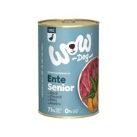 Lata de comida húmeda WOW Dog Senior sabor pato con algas y boniato de 400g para perros mayores