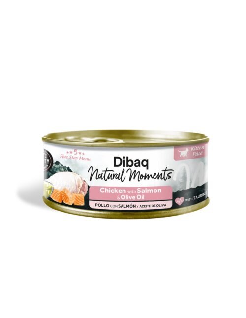 Lata de Moments Cat Kitten paté de pollo con salmón 70 g para gatitos