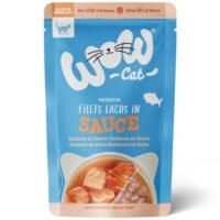 Sobre de comida húmeda WOW Cat Adulto con salmón en salsa de 85g para gatos