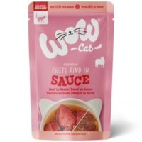 Sobre de comida húmeda WOW Cat Adulto con ternera en salsa de 85g para gatos