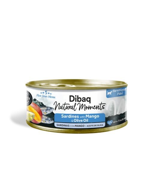 Lata de Moments Cat Sterilized paté de sardinas con mango 70 g